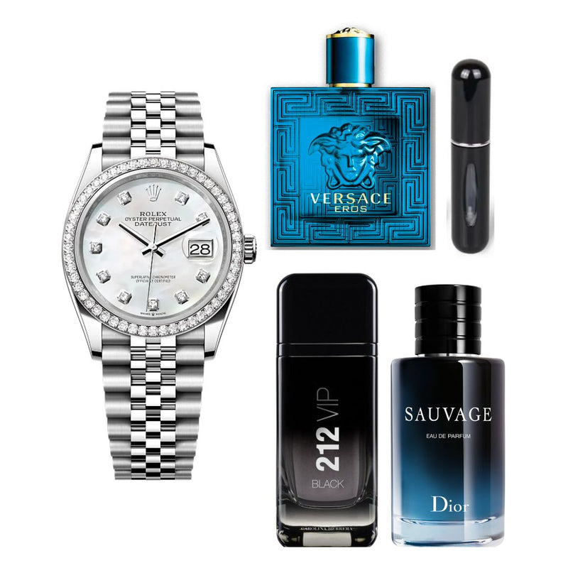 🎁 Rolex + 3 Perfumes: ¡SOLO HOY! 🔥 - 212 Vip + Eros Versace + Sauvage Dior