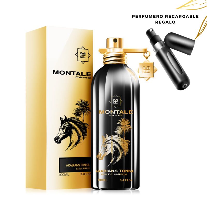 0088 - KIT 4 PERFUMES + 1 REGALOS  (Club de Nuit -Asad Lattafa - Khamrah -Montale Arabians Tonka + Perfumero  )