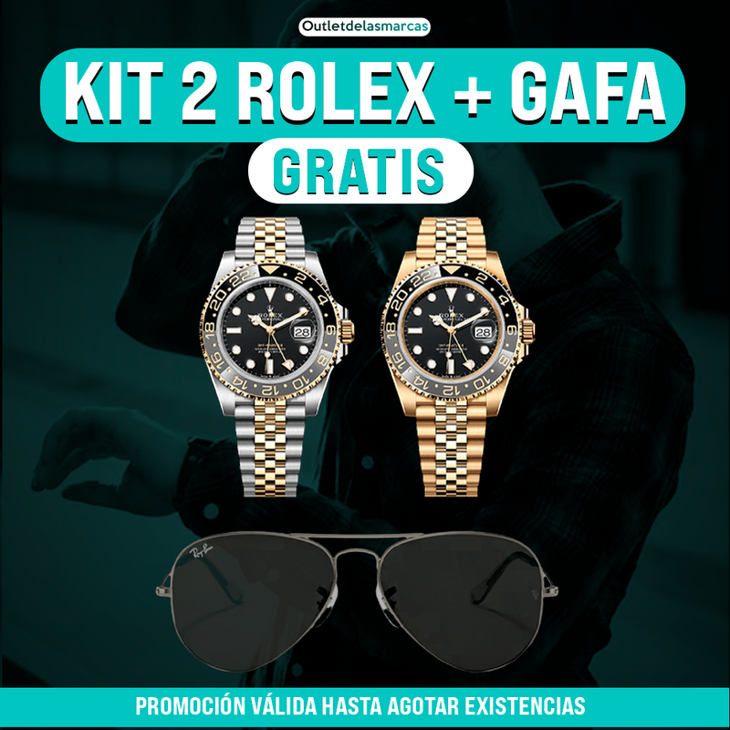 🛒Kit 2 Rolex + Gafa Ray-Ban (GRATIS 💥) Solo 30 Unidades