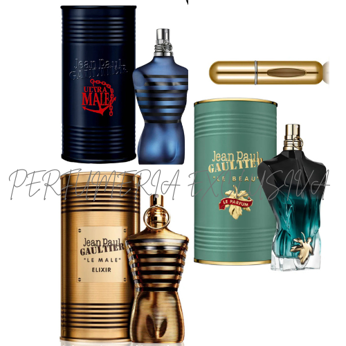 0204 - KIT 3 PERFUMES + 1 REGALO (Jean ultra male+ Jean elixir+Le Beau + perfumo)