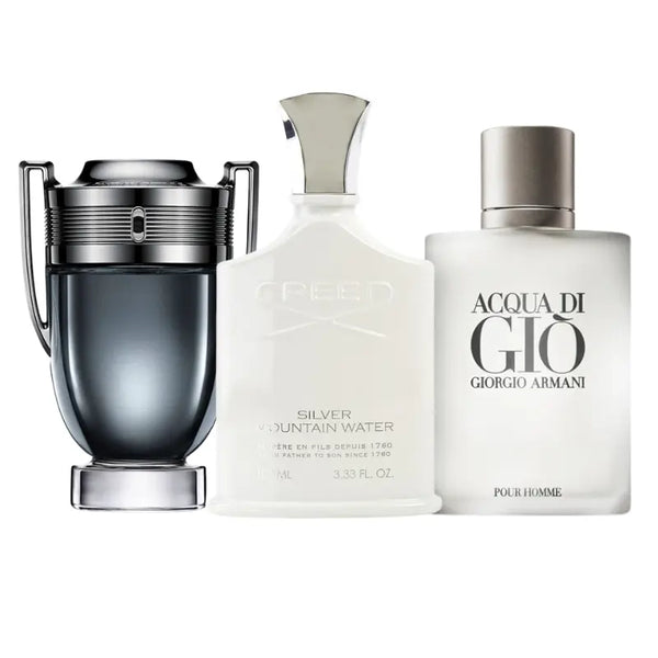 Kit 3 Perfumes Silver Mountain Water, Invictus Intense, Acqua Di Gio 100ml