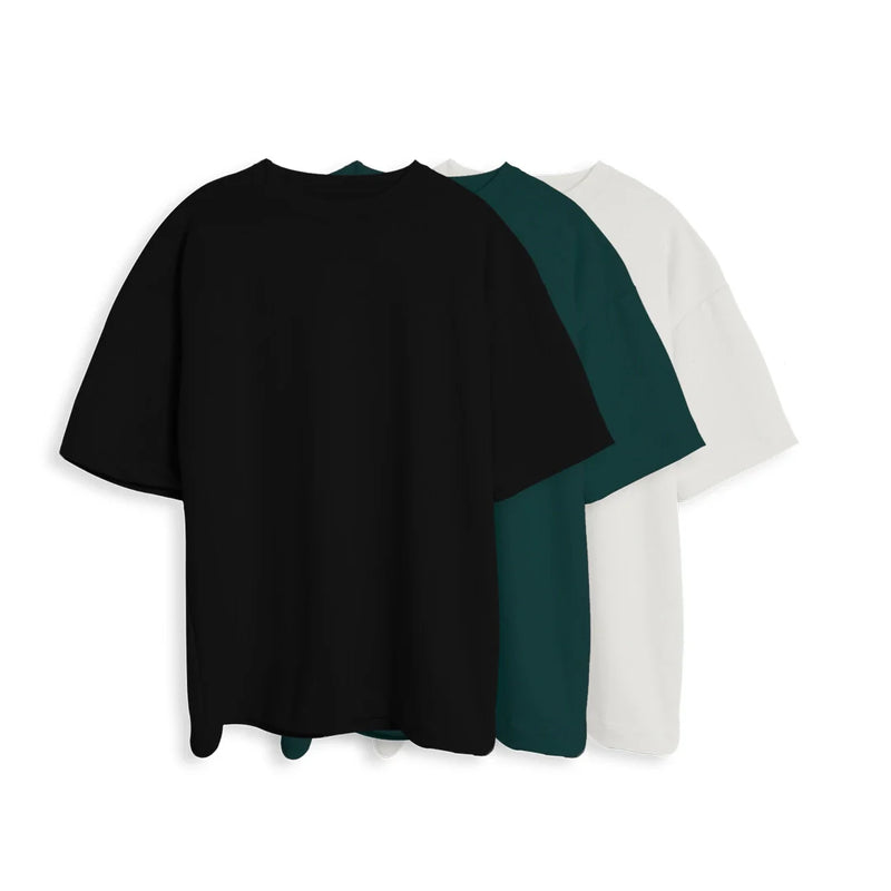 CAMISETA OVERSIZE X3 - (NEGRO, PINO, BLANCO)