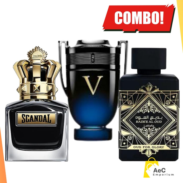 0014 - KIT 3 PERFUMES  (victory elixir + scandal + oud for glory)