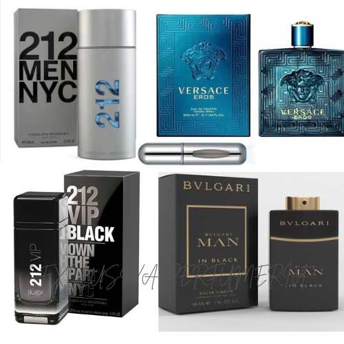 0175 - 4 PERFUMES + 1 REGALO  (Bvulgari+eros+212nyc+212 vipb+perfumero)